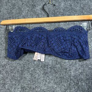 Victorias Secret Bralette Bra Womens Small Blue Lacey Strapless Underwire NEW
